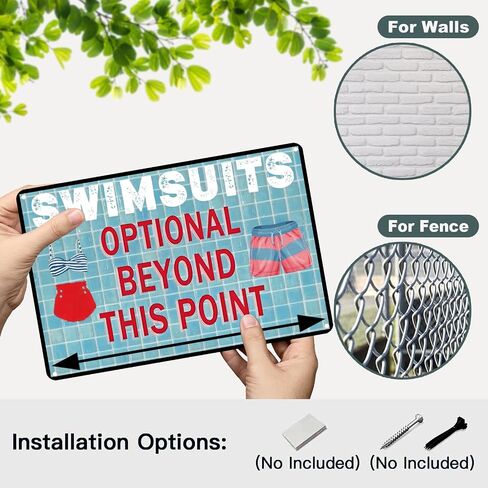 Swimsuits Optional Beyond This Point Metal Tin Sign Vintage Swimming Pool Signs Funny Wall Decor Plaque For Pool Party Water Park Outdoor Decoration 12 * 8in in Saudi Arabia