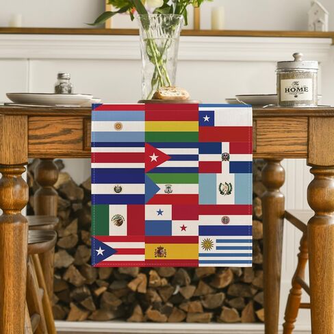 Artoid Mode National World Flag Banner Hispanic Heritage Month Table Runner, Seasonal Spanish Latin Flags Kitchen Dining Table Decoration for Home Party Decor 13x72 Inch in Saudi Arabia