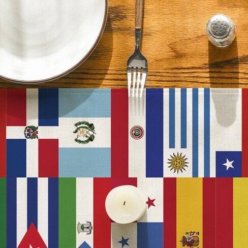 Artoid Mode National World Flag Banner Hispanic Heritage Month Table Runner, Seasonal Spanish Latin Flags Kitchen Dining Table Decoration for Home Party Decor 13x72 Inch in Saudi Arabia
