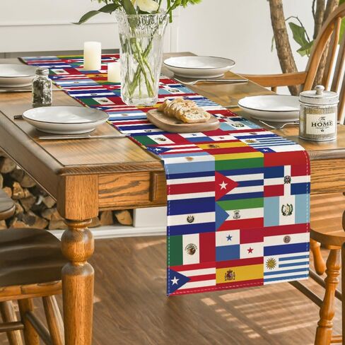 Artoid Mode National World Flag Banner Hispanic Heritage Month Table Runner, Seasonal Spanish Latin Flags Kitchen Dining Table Decoration for Home Party Decor 13x72 Inch in Saudi Arabia