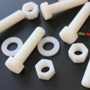 10x Natural Colour Nylon, Hex Head, M12 x 50mm, Plastic Nuts and Bolts, Washers, Hexagon, Nylon, 15/32 x 1 31/32 in Kuwait