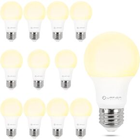 Dimmable A19 LED Light Bulbs 3000K Warm White, 60 Watt Equivalent, Efficient 9 Watt, 800 Lumens, E26 Medium Base, ETL/UL Listed, 12 Pack
