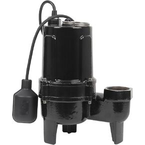 Garvee 1 1/3 HP Sewage Effluent Pump Submersible, 115V 5812GPH Cast Iron Ejector Sewer Pump With Tethered Float Switch & 10FT Power Cord, Septic Pump for Sump Basin, Basements, 2'' NPT Discharge, 22FT