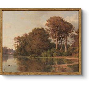 ARPEOTCY Vintage Framed Canvas Wall Art, Fall Living Room Autumn Scenery Pictures Wall Decor, Prints Art, Kitchen Landscape Paintings Farmhouse Retro Country Wall Decor, 9x11 Inch