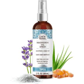 GuruNanda Magnesium Oil Spray (2 Fl Oz), Topical Magnesium Spray with Natural Essential Oils & Aloe Vera, Helps with Muscle Soreness & Relaxation, Cruelty-Free