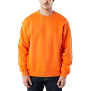 TSLA Men's Fleece Crewneck Sweatshirts, Thermal Soft Cotton Blend Pullover, Lightweight Workout Winter Shirts