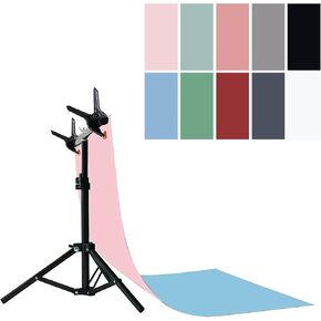 BEIYANG 5PCS Gradual Background Papers with T-Stand, Flat Lay Photography Backdrop Paper, 22x34in Tabletop Backdrops Paper Small Products Photo Photography Props for Cosmetics Jewelry