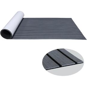94.5" x 23.6" （240cm*60cm EVA Foam Boat Yacht Anti-slip Floor Mat, Self-adhesive Boat Floor Deck Mats, Suitable for boats, yachts, home offices, RVs, etc.（ Gray with Black）