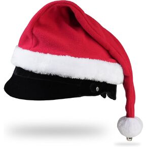 Santa Hat for Equestrian Helmets,Bicycle Motorcycle Santa Helmet Cover with Jingle Bell for Christmas Ride 9" Diameter