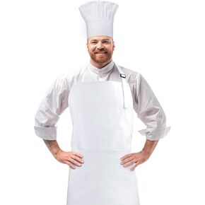 Chef Apron and Hat set, 2 Pockets Adjustable Cotton Kitchen Cooking Bib Apron, Baker Costume for Men Women