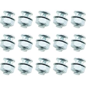RLECS 15 Sets 13x12mm Silver Metal Brake Cable Adjuster Brake Cable Adjuster Clip Bicycle Cantilever Brake Anchor for Motorbike Brake and Mountain Bike Brake Cable