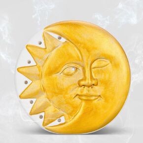 ZenBless 3 in 1 Incense and Palo Santo Holder for Burning Sage & Palo Santo & Cone Incense, Handmade Ceramic Ash Catcher Tray, Sun Moon Phase Insence Burner, Ideal for Spiritual Meditation Yoga Gift