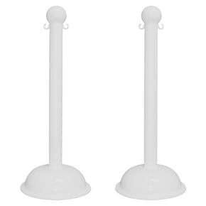 Mr. Chain Heavy-Duty Stanchion, White, 41-Inch Height, 3-Inch Diameter Pole, Pack of 2 (99901-2)