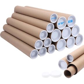 Mailing Tubes with Caps,6 Pack 3x36-Inch &2x30-Inch Kraft Paper Poster Tube for Shipping, Packing, Bulk Round Packaging, Cardboard Mailers, Art Prints, Maps, Blueprint