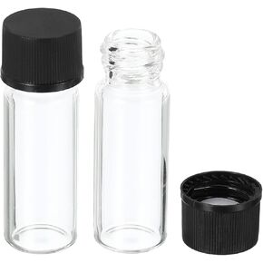 PATIKIL 15mL Reagent Media Bottle, 24 Pack Round Glass Storage Bottles Plastic Screw Cap for Lab Home, Clear