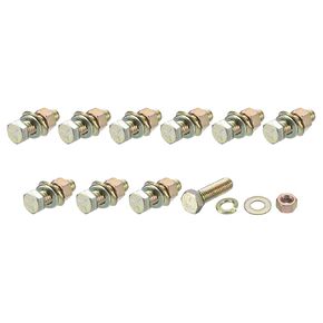 METALLIXITY Hex Head Screws Bolts, Nuts, Flat & Lock Washers Kits (3/8-16x1-1/2") 10 Set, Carbon Steel Fully Threaded Machine Screws Bolt Set - for Home Appliance Equipment, Gold