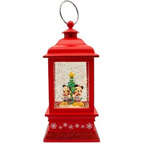 Disney Kurt Adler 9-Inch Battery-Operated Mickey and Minnie Spinning Musical Light-Up Lantern Table Piece, Red