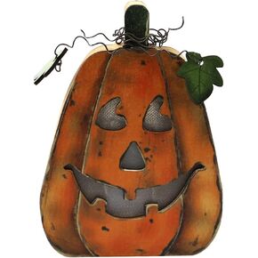 Garneck Light Up Wooden Pumpkin Halloween Wood Table Sign LED Jack O Lantern Pumpkin Table Centerpiece Topper for Thanksgiving Halloween Home Kitchen Tabletop Decor