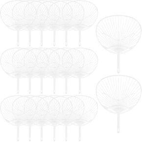 Framendino, 20 Pack White Hand Fans Framework Blank Fan Hand-Held Plastic Handle Fan Framework Chinese Style Fans for DIY Crafts Fan Making Supplies