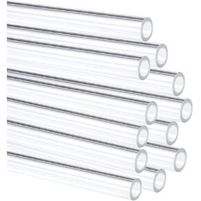 12PCS 4 Inch Glass Tubes Borosilicate Glass Tubes for Glass Blowing Clear Small Glass Pipe Reusable Glass Straw 12 mm OD 2mm Wall Thick Industrial Glass Tubing for DIY Glass Making