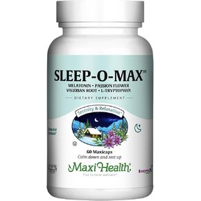 Herbal Sleep-O-Max with Valerian Root, Melatonin, Tryptophan, Passionflower - Natural Sleep Supplement - Calm Sleep Support Formula for Adults