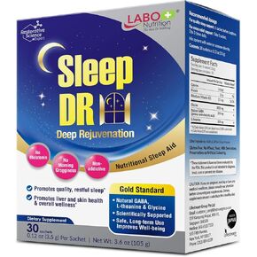 LABO Nutrition Sleep DR (Deep Rejuvenation) with Natural GABA, L-theanine, Glycine – Melatonin-Free, Nutritional Sleep Aid