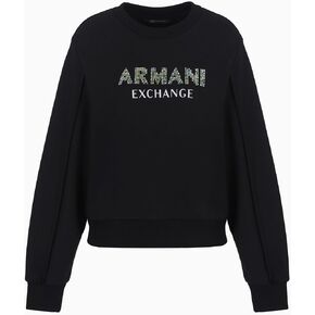 Armani Exchange Women's Rhinestone Logo Crewneck Pullover Sweatshirt