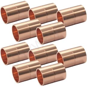 Joywayus 5PCS 1" Copper Coupling with Dimple Stop Straight Sweat Pipe Fitting Pressure Plumbing Solder Connection