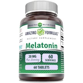 Amazing Formulas Melatonin Supplement | 20 Mg Per Serving | 60 Tablets | Non-GMO | Gluten-Free | Made in USA