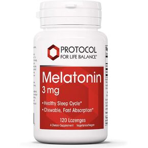Protocol Melatonin 3mg - Melatonin Supplement - for Adults - Chewable Melatonin Lozenges - Non-GMO & Kosher - 120 Lozenges