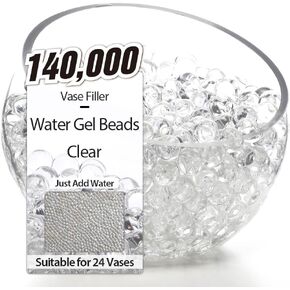 NOTCHIS 140,000 Clear Big Water Gel Beads Vase Fillers Floral Beads, Water Gel Beads Vase Filler for Christmas, Wedding Centerpiece, Candles, Floral Decorations