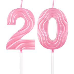 Pink Number Candles,Number 22 Birthday Candle,Pink 22th Happy Birthday Candle,3D Design Cake Topper Decorations for Girls and Women Birthday Party Wedding Anniversary Celebration Supplies