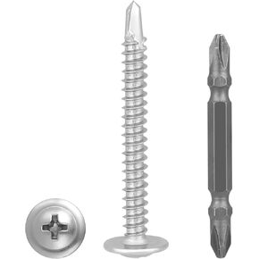 150 pcs #8 x 1-1/2" Phillips Truss Head Wood Screws,410 Stainless Steel Modified Truss Head Wood Screws,Quick Metal Self Tapping with Phillips Bit