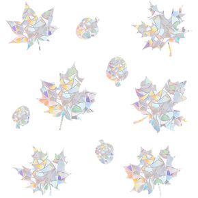 40pcs Anti-Collision Window Stickers, Maple Leaf Shape Rainbow Anti-Collision Window Clings Static Window Strike Prevention Decal to Prevent Bird Strikes Indoor Decoration
