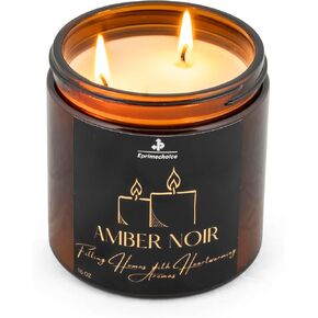 Luxury Amber Noir Scented Candle | Aromatherapy, Handcrafted Long - Lasting Soy Wax Candles | Housewarming Gifts for Men and Women - 16oz Amber jar in Saudi Arabia