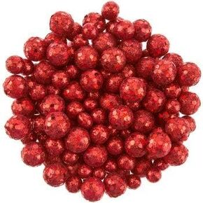 Christmas Shop Red Glitter Balls Vase Filler Jar Decorations - 250pc