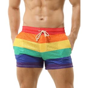 Men’s Rainbow Mesh Running Shorts 3" Jogging Workout Gym Athletic Shorts