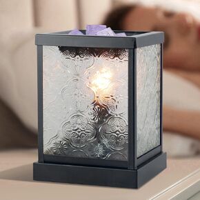 CVHOMEDECO. Moroccan Electric Wax Melt Warmer Decorative Candle Warmer Burner for Scented Candles, Wax Melts and Tarts to Freshen Room, Idea for Home and Office Decor.g, Square, Clear Glass