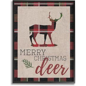 Stupell Industries Merry Christmas Deer Black Framed Wall Art, 11 x 14, Multi-Color