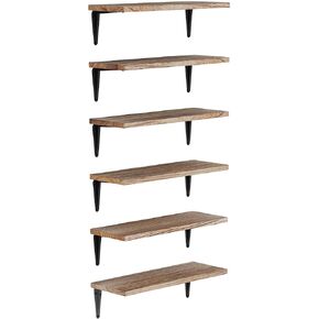 Wallniture Arras Floating Shelves for Wall, 17"x6" Wall Bookshelves & Storage Shelves Living Room Decor, Bedroom, Home Office Organization Burnt Finish Set of 6