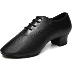 Men's Latin Dance Shoes Black Lace-up Ballroom Salsa Tango Modern Dance Perforamcne Shoes Split Sole