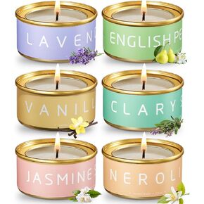 VTS Fall Candles Set, Candles for Home Scented, 6 Pack Aromatherapy Candles (Apple Cinnamon, Fir Tree, Mahogany, Ebony Wood, Lemongrass, Amber), Candles Gifts for Women for Christmas Birthday