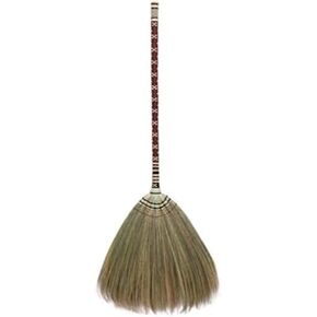Asian Straw Broom Witch Broom Undecorated Wedding Jumping Broom with Bamboo Stick Handle (Dark Brown)