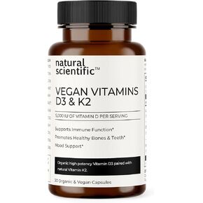 Organic Vitamin D3 & K2 Supplement 5000 IU - Vegan Vitamin D Supplement for Bone, Muscle and Immune Health - Gluten-Free, Non-GMO - 30 Capsules - Premium Dietary Supplement