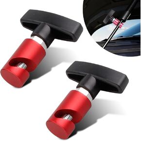 2 PCS Car Hood Lift Rod Retainer, Non-slip Safety Clip-on Anti-pinch Trunk Hydraulic Rod Support Device, Durable Metal T-handle Multi-purpose Accessories, Universal for Cars SUVs (Black)