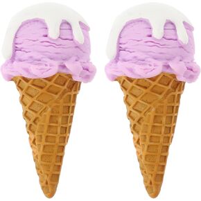 LOGOFUN 2Pcs Artificial Ice Creams Cone Simulation Ice Cream Fake Ice Cream Waffle Cone for Bakery Shop Window Display Photography Props - Purple