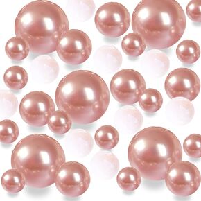 Rose Gold 14/20/30mm Pearl for Vase Filler Pearls for Vase Makeup Beads for Brushes Holder Assorted Round Faux Pearl Beads for Home Wedding Decor 50PCS