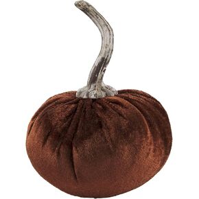 Mud Pie Velvet Pumpkin Vase Filler, 4 1/4" x 4" Dia, Brown