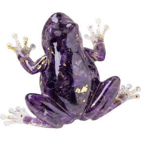 Natural Crystal Gravel Frogs Resin Figurines Frog Statues Decorations Fishbowl Decor Collection Healing Home Gift for Women