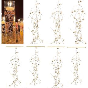24Pcs Pearl String for Floating Candle Centerpieces, Pearl Vase Filler Decor for Wedding Centerpieces (White)